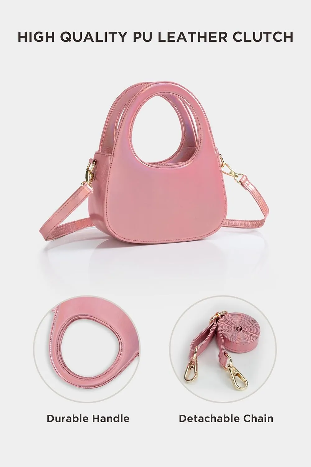 Coucoland Clutch Purses for Women - Cute Evening Bag Shiny Leather Top-handle Hobo Handbag for Wedding Cocktail Party