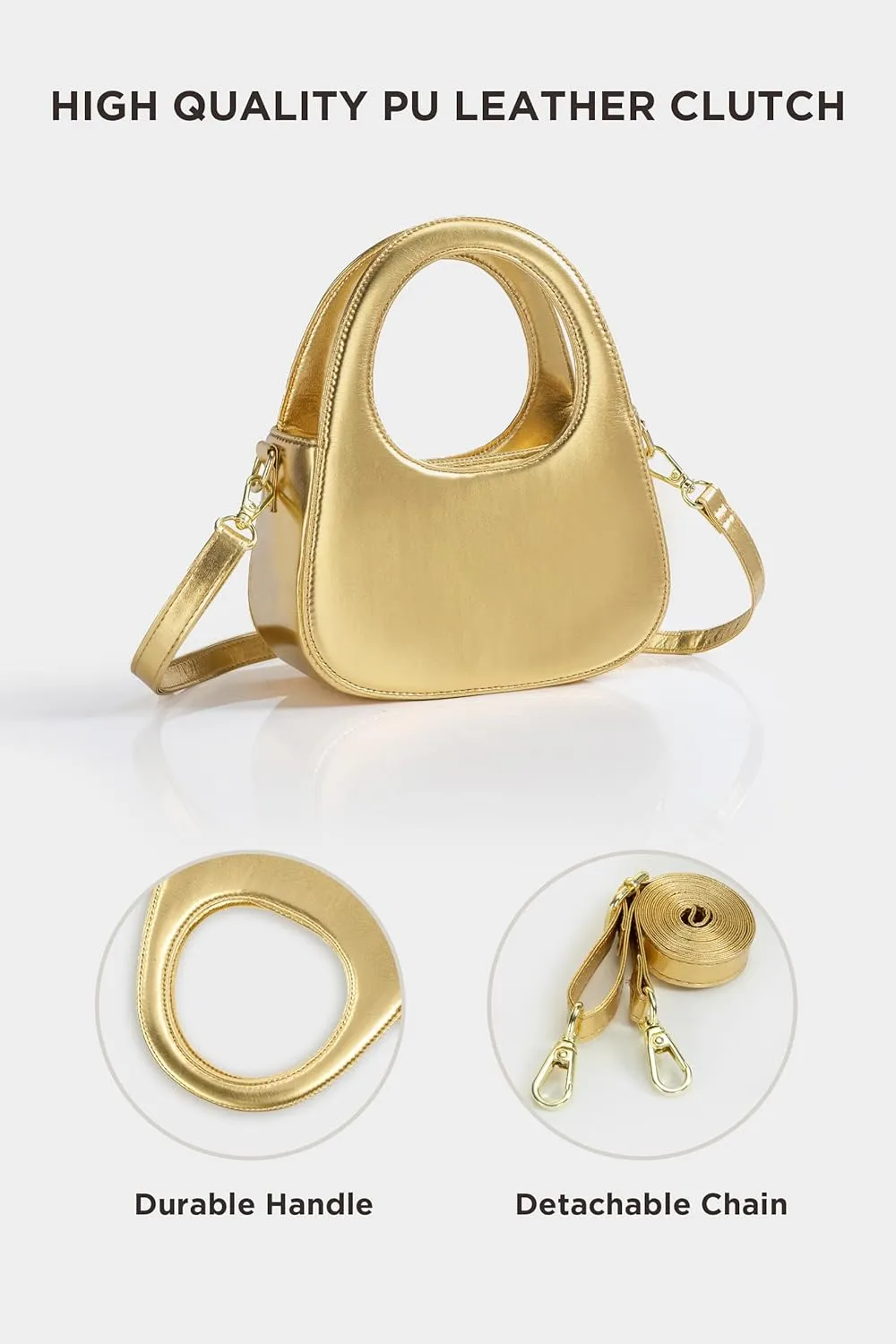Coucoland Clutch Purses for Women - Cute Evening Bag Shiny Leather Top-handle Hobo Handbag for Wedding Cocktail Party