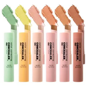 Cover Stick Concealer, 6-Color Facial Concealer Palette, Lightweight Long-Lasting Neutralizer, Natural-Looking Finish, Blemish, Skin Tone Corrector, Easy Blend, Waterproof, Makeup