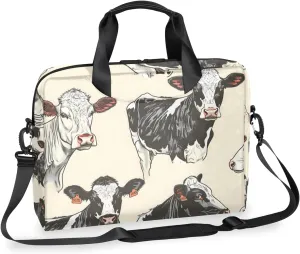 Cow Funny Animals Laptop Bag 15.6 Inch Waterproof Laptop Sleeve Case with Shoulder Straps Computer Case Cover Slim Briefcase for Men and Women