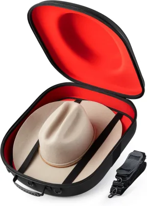 Cowboy Hat Travel Case – Crushproof Carrier for Cowboy, Panama & Tweed Hats with Carrying Handle, Shoulder and Luggage Strap, For Travel and At-Home Storage (Large)