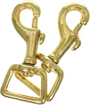 Craft County Brass Trigger Clip Swivel Snap Hooks – Packs of 2 – for Leathercrafts, Dog Leads, and Purses (3/4 Inch (Square))