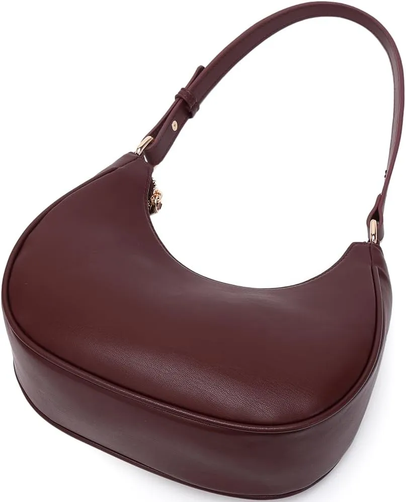 Crescent Shoulder Bags for Women Cute Hobo Tote Handbag Under the Arm Purses Mini Clutch Purse with Zipper Closure