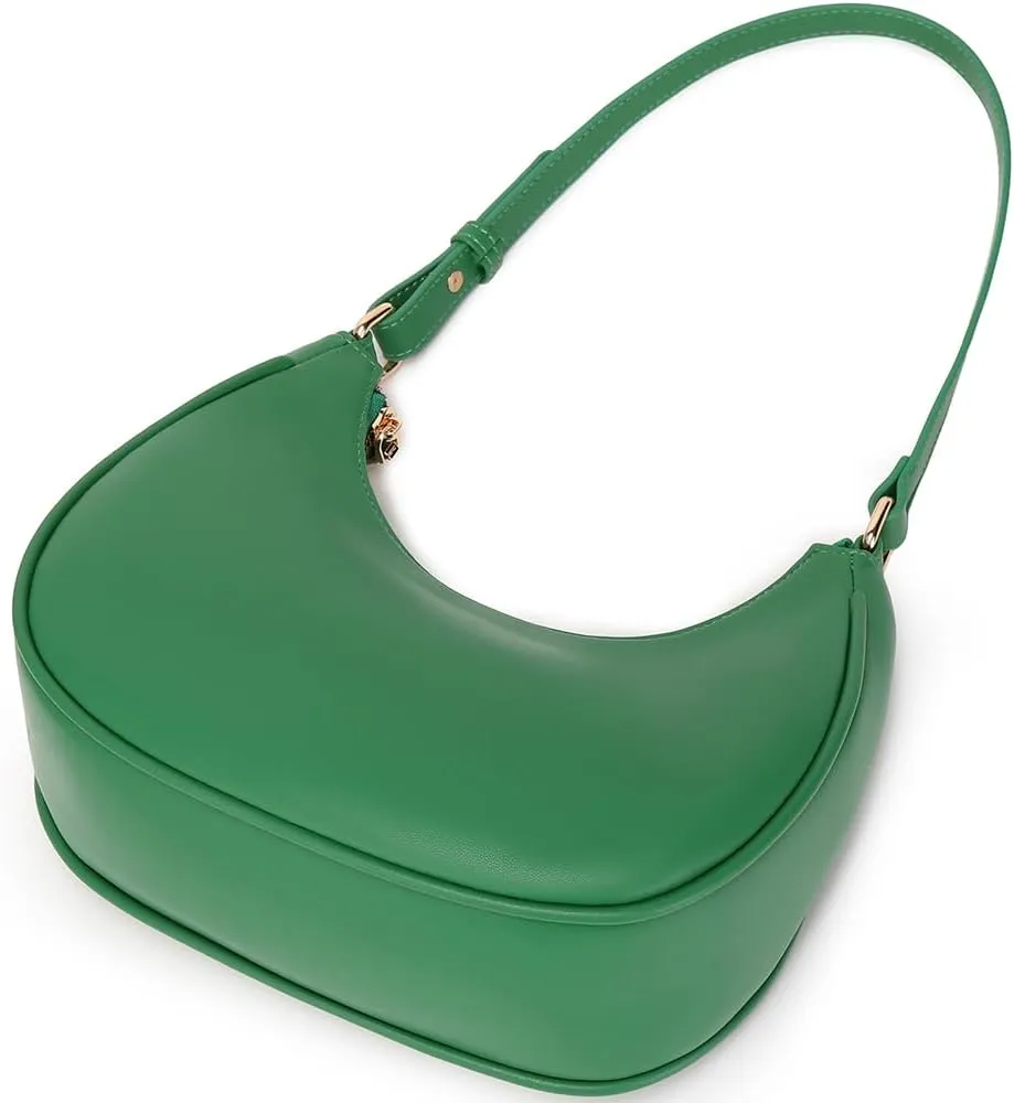 Crescent Shoulder Bags for Women Cute Hobo Tote Handbag Under the Arm Purses Mini Clutch Purse with Zipper Closure