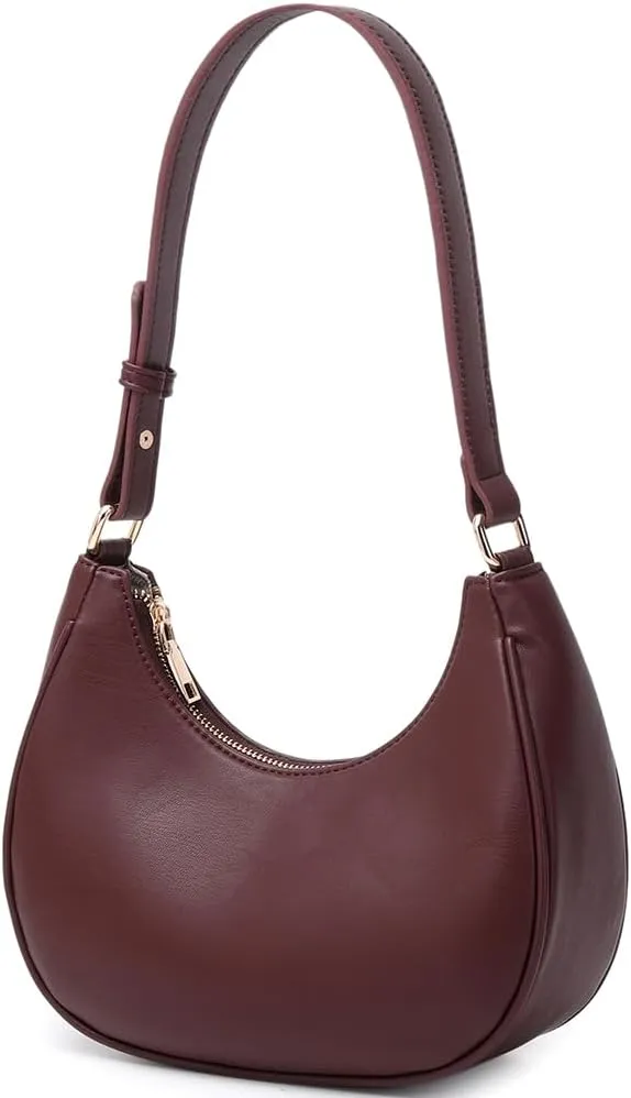 Crescent Shoulder Bags for Women Cute Hobo Tote Handbag Under the Arm Purses Mini Clutch Purse with Zipper Closure