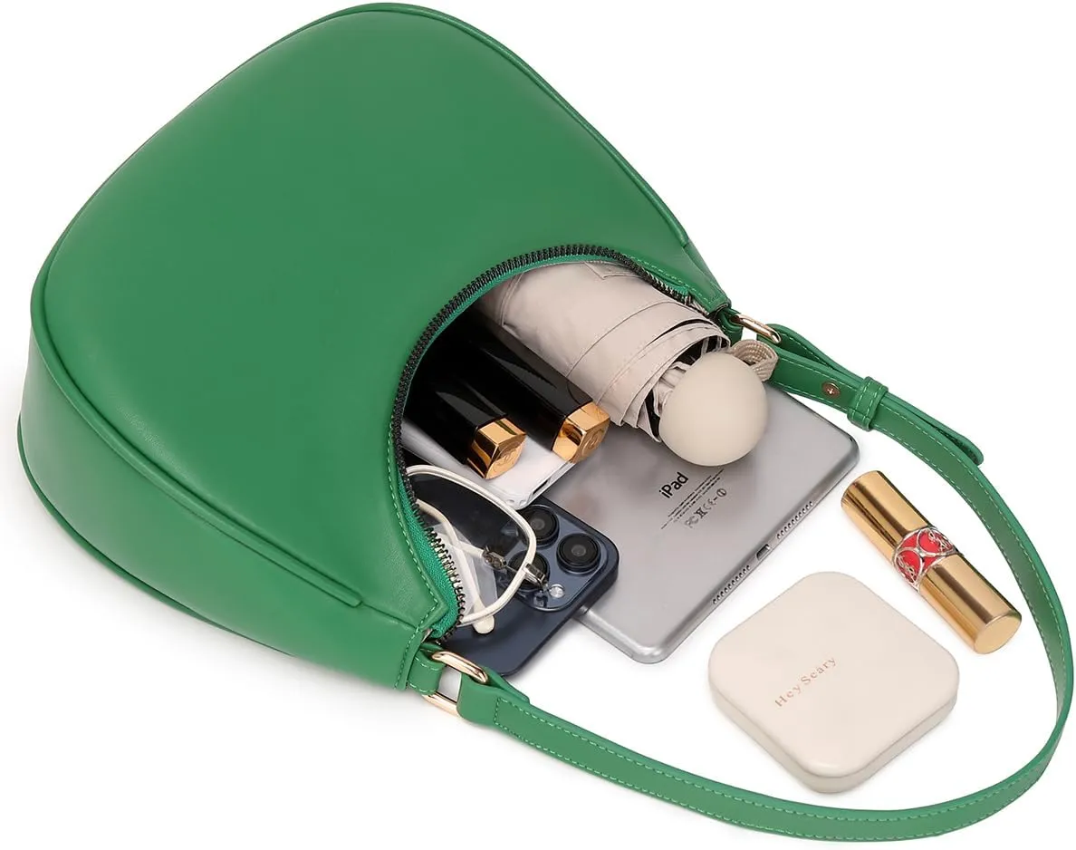 Crescent Shoulder Bags for Women Cute Hobo Tote Handbag Under the Arm Purses Mini Clutch Purse with Zipper Closure