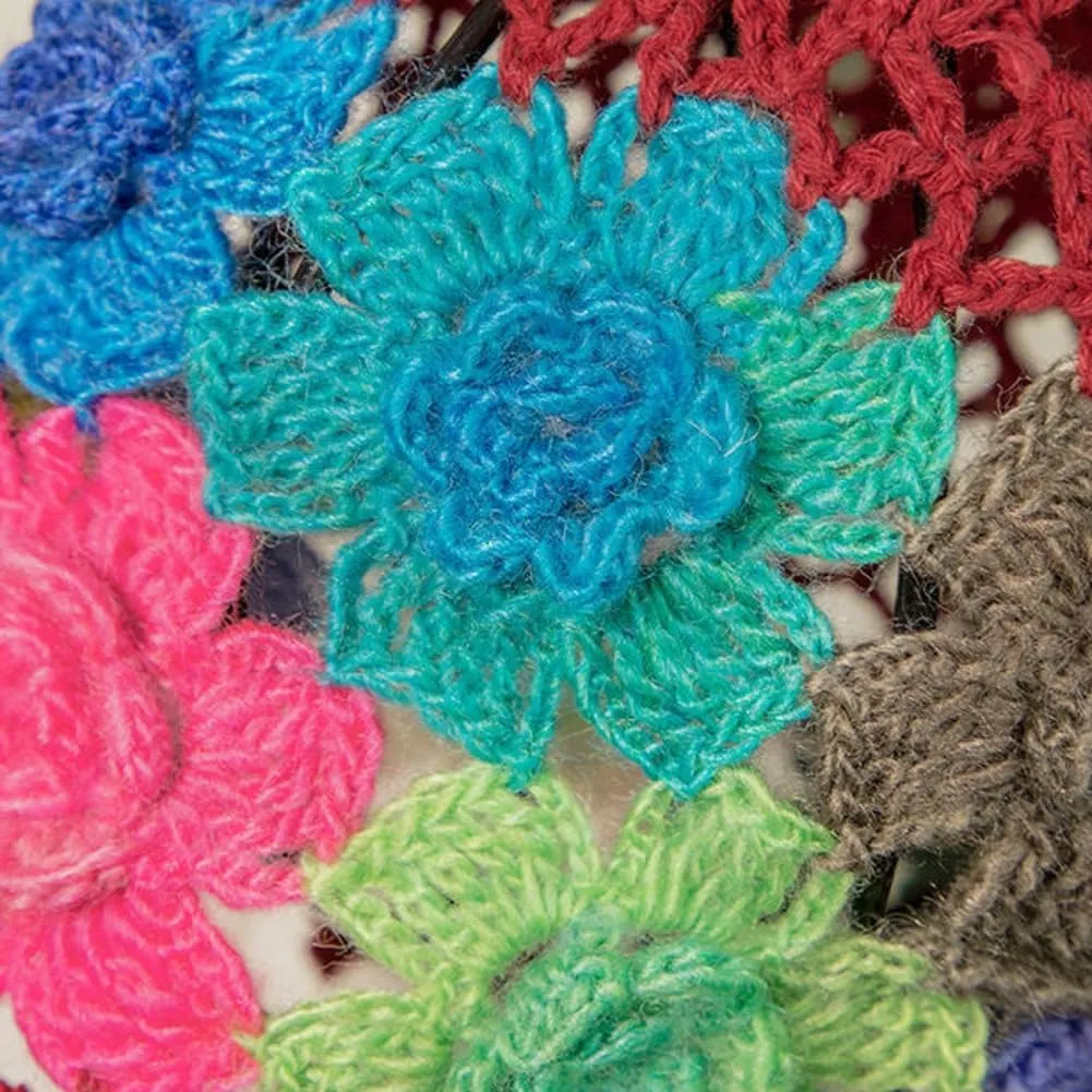 Crochet Beanie Hat for Women Men Y2k Floral Boho Knitted Beanie Cotton Flower Patterned Slouchy Skull Cap Lace Head Wrap