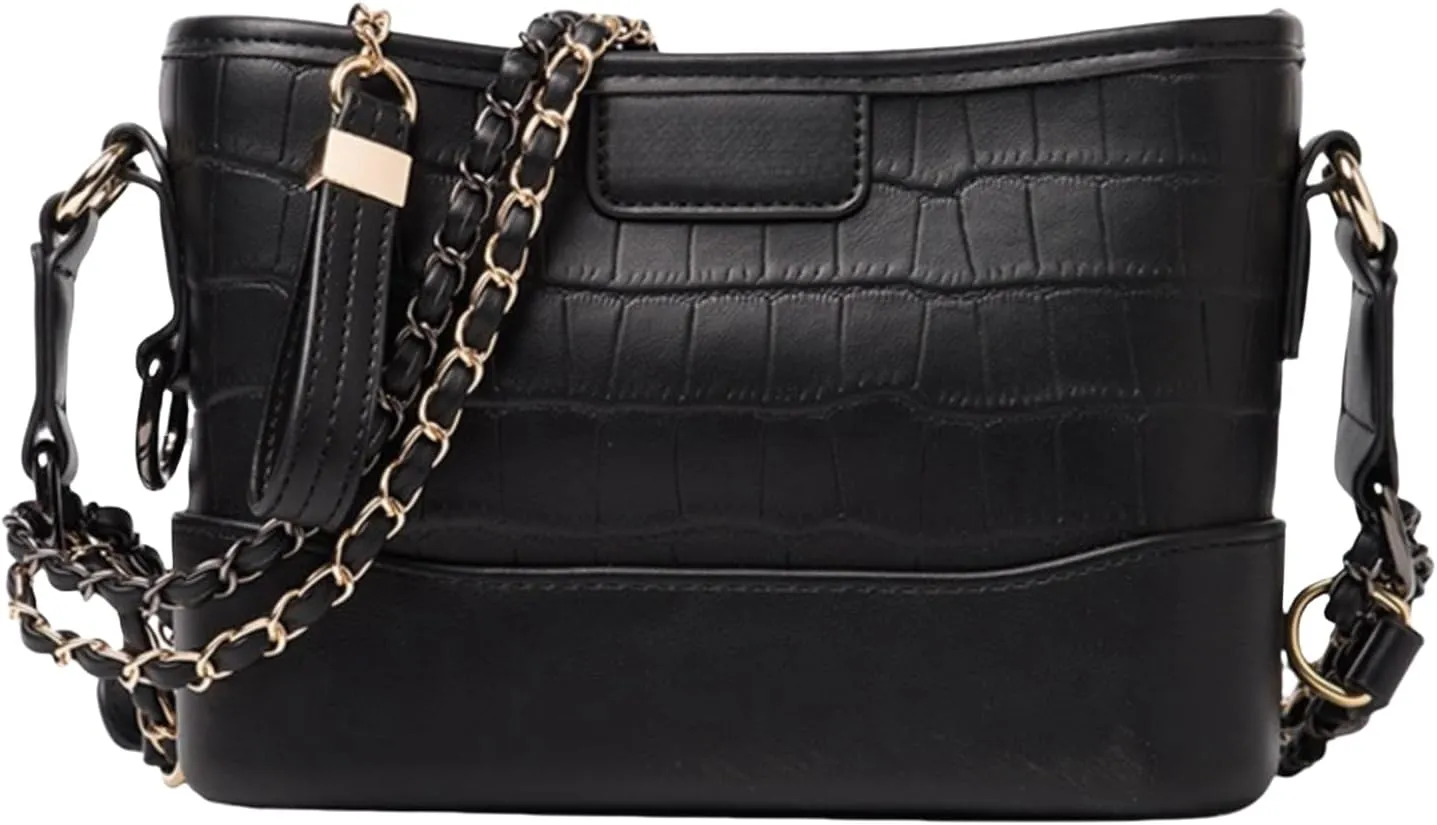 Crossbody Bag for Women, Crocodile Striped Large Capacity Leather Fabric Single Shoulder Crossbody Bag