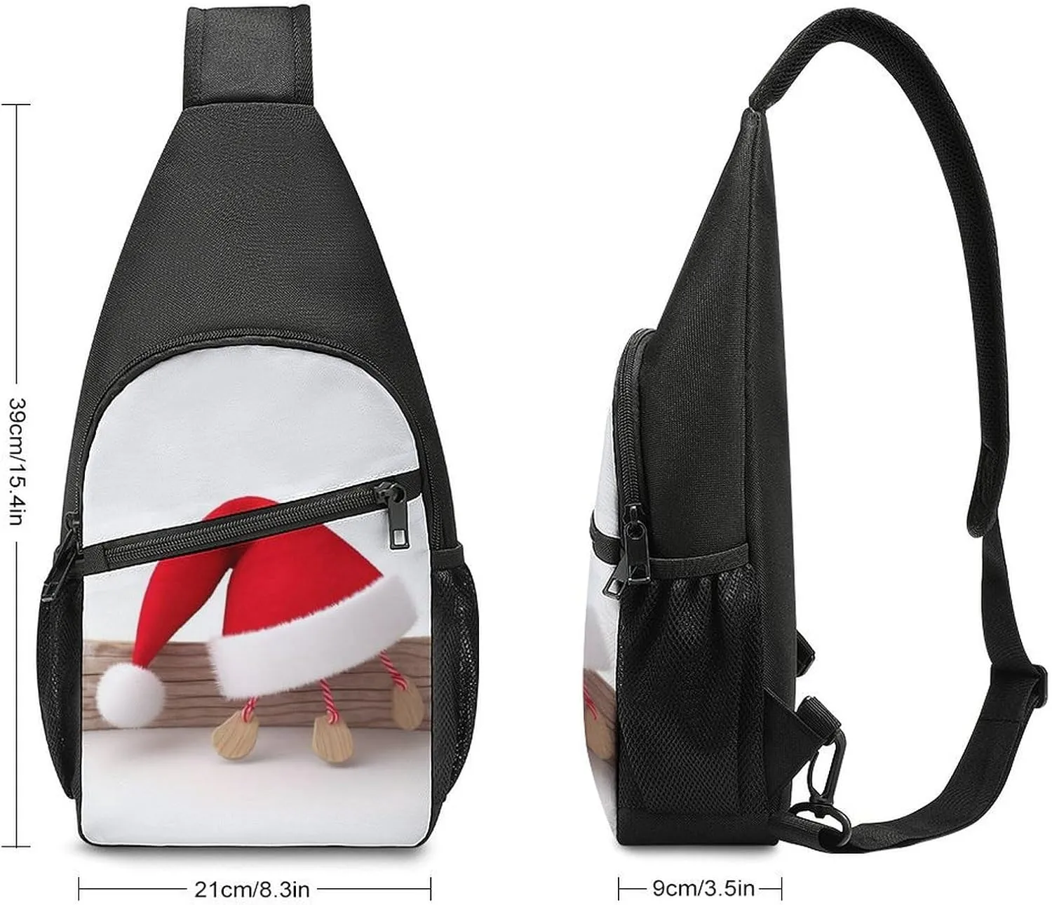 Crossbody Bag Travel Sling Bag for Men Small Sling Backpack Christmas Hat Chest Bag Shoulder Bag for Outdoor