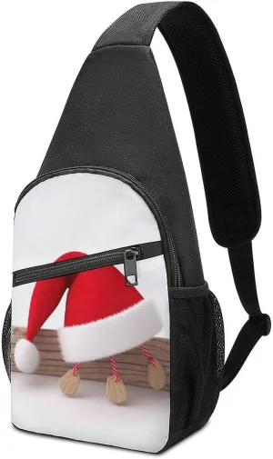 Crossbody Bag Travel Sling Bag for Men Small Sling Backpack Christmas Hat Chest Bag Shoulder Bag for Outdoor
