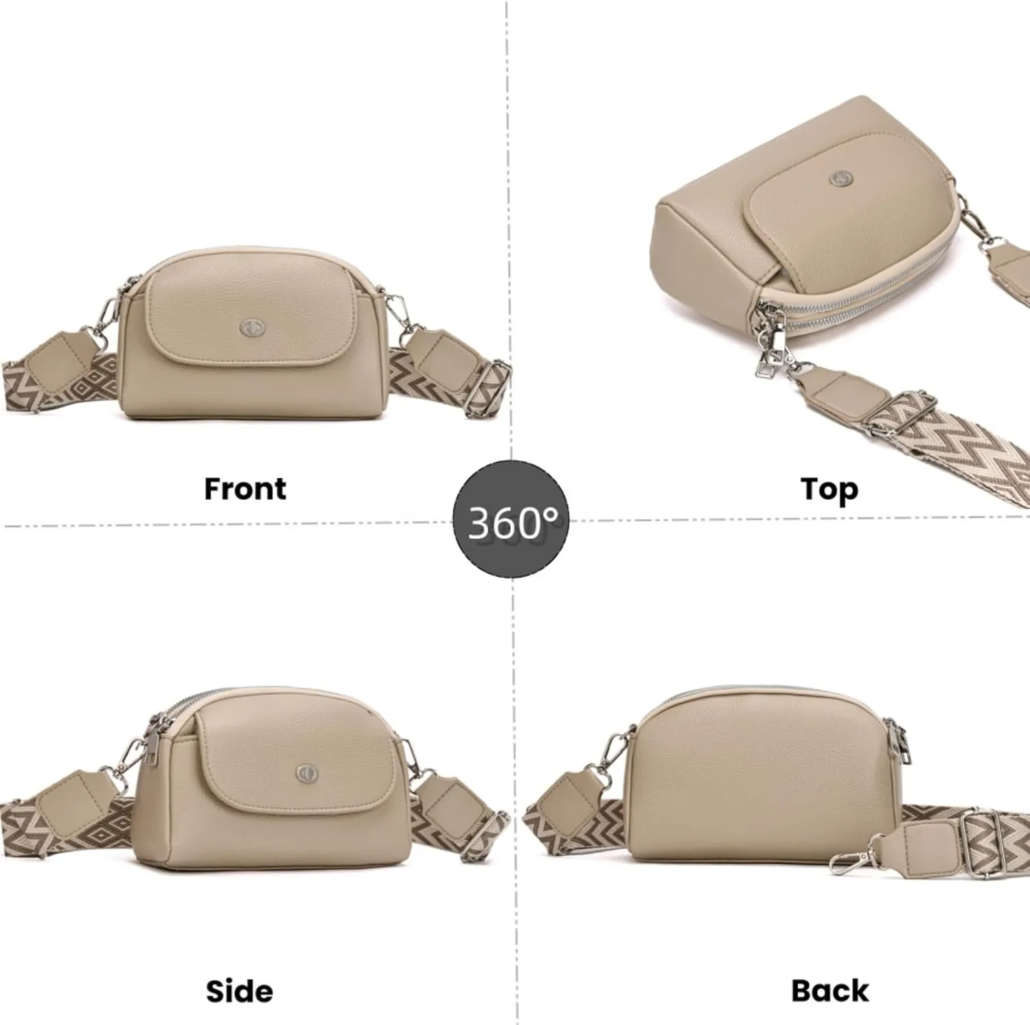 Crossbody Bags for Women, Vegan Leather Crossbody Purses with Wide Strap