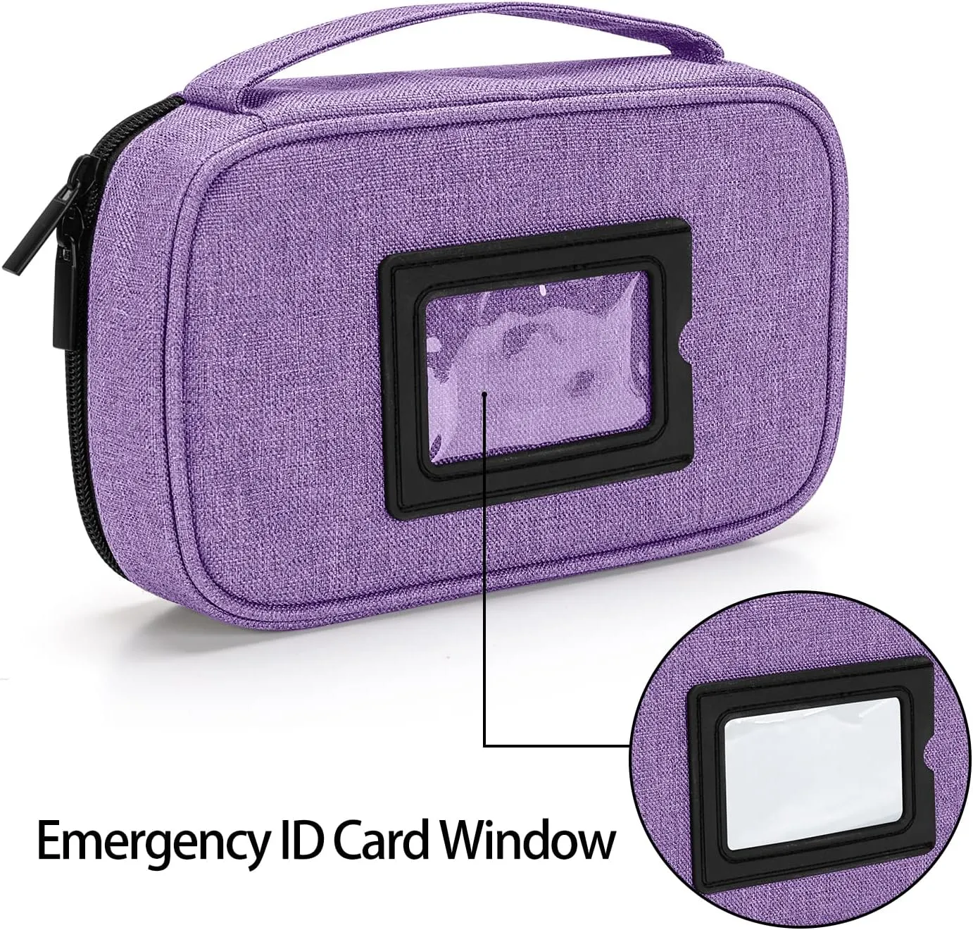 CURMIO Diabetic Supplies Bag for Glucose Meter, Medication and Other Diabetes Care Supplies, Diabetes Travel Organizer Case with Detachable Pouches, Purple (Bag Only)