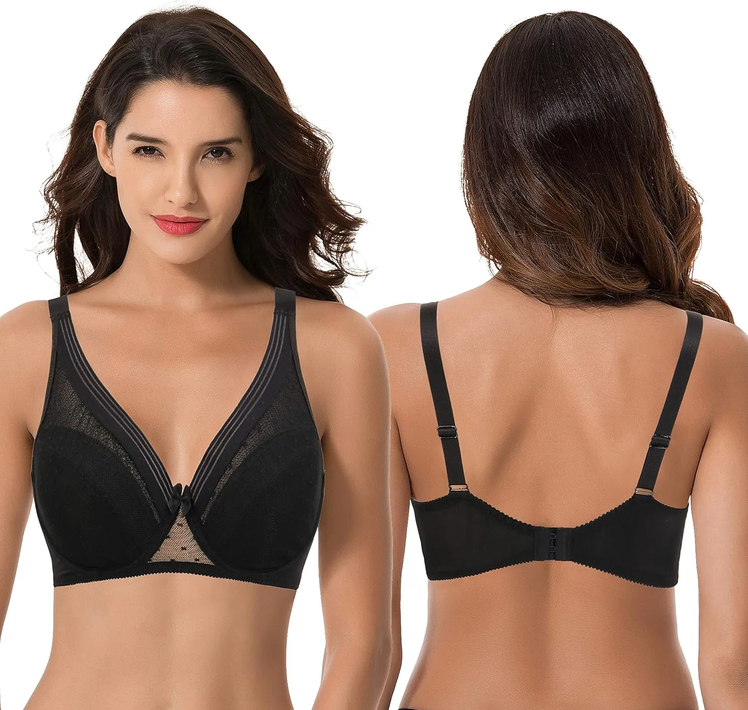 Curve Muse Women's Plus Size Minimizer Unlined Underwire Full Coverage Bra-2 or 3pack