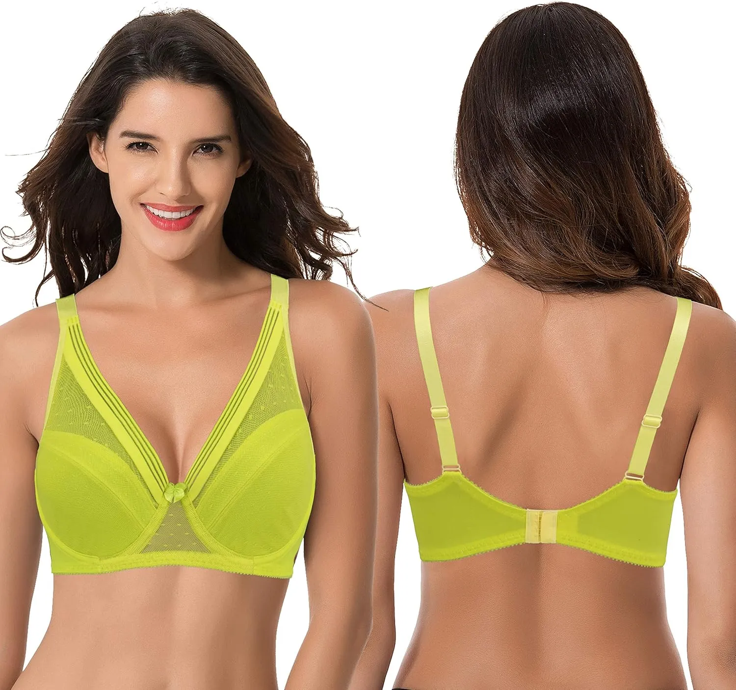 Curve Muse Women's Plus Size Minimizer Unlined Underwire Full Coverage Bra-2 or 3pack