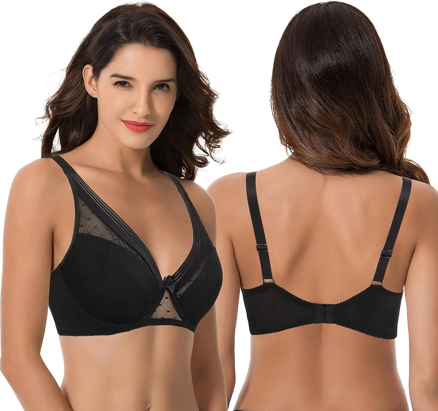 Curve Muse Women's Plus Size Minimizer Unlined Underwire Full Coverage Bra-2 or 3pack