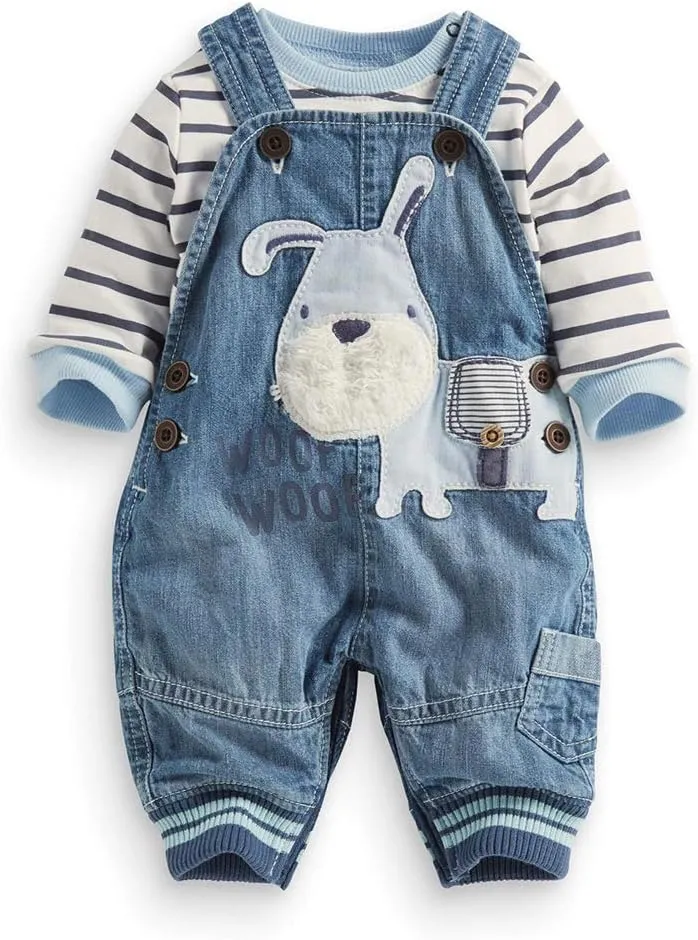 Cute Baby Boy Clothes Suit Toddler Boys' Striped long Sleeve T-Shirt Denim Overalls Jumpsuit Pants Outfits Sets
