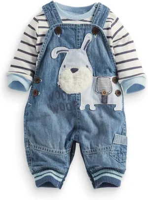 Cute Baby Boy Clothes Suit Toddler Boys' Striped long Sleeve T-Shirt Denim Overalls Jumpsuit Pants Outfits Sets