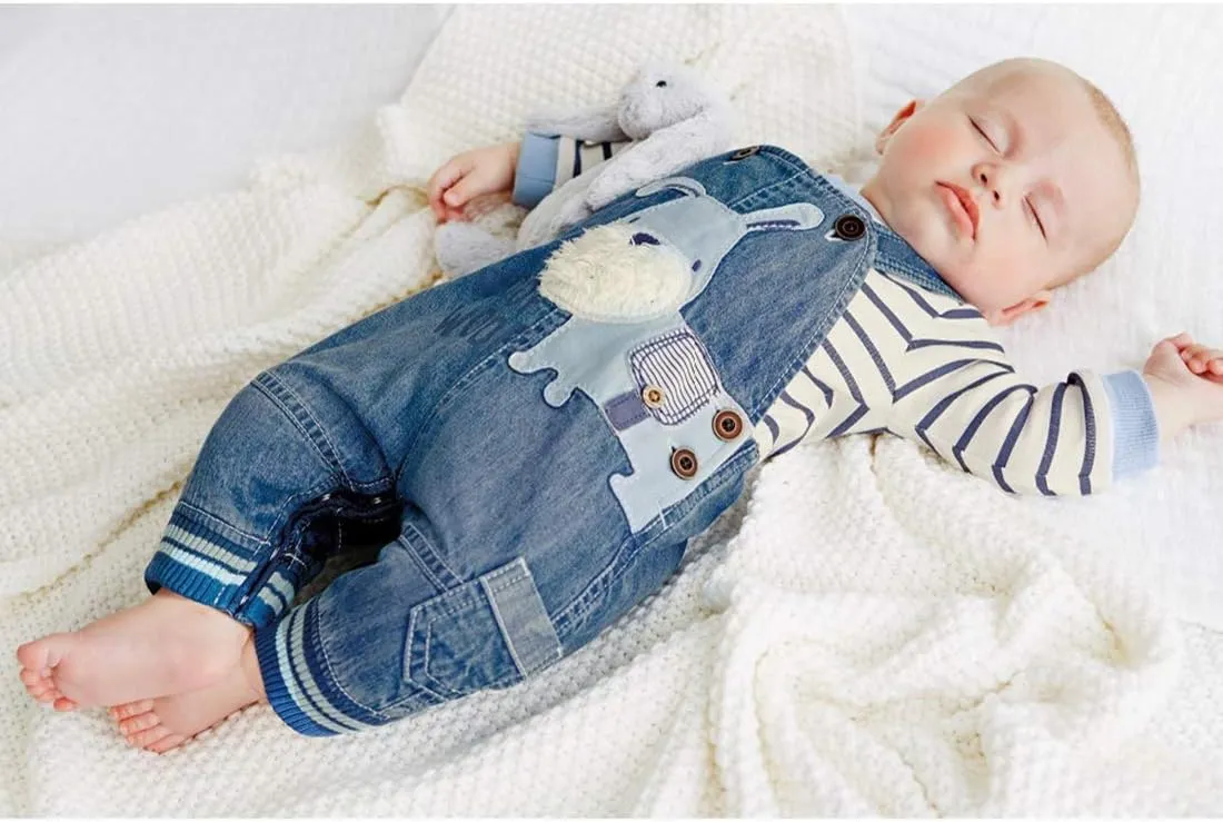 Cute Baby Boy Clothes Suit Toddler Boys' Striped long Sleeve T-Shirt Denim Overalls Jumpsuit Pants Outfits Sets