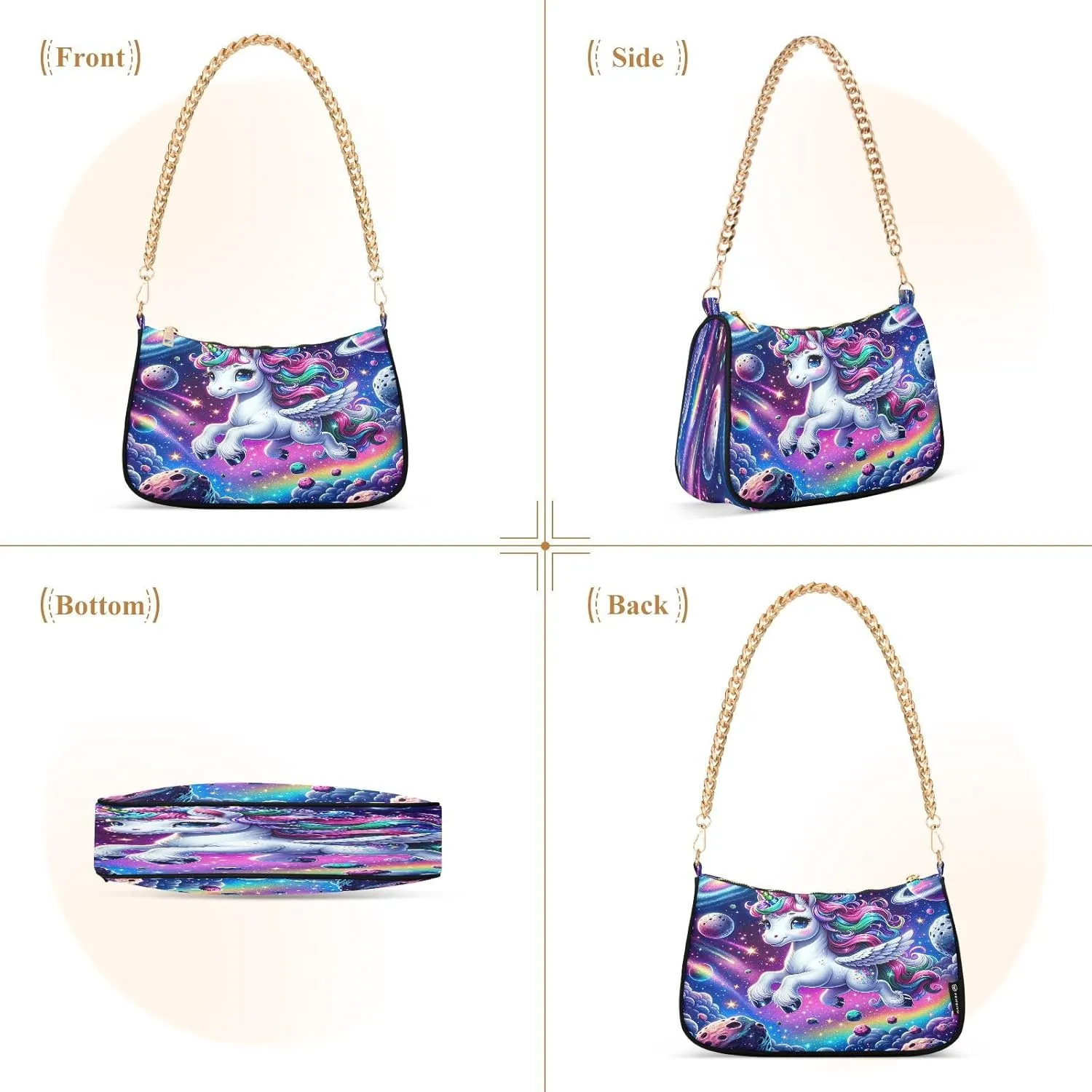Cute Cartoon Unicorn Galaxy Space Mini Shoulder Purse, Shoulder Bag for Women Trendy