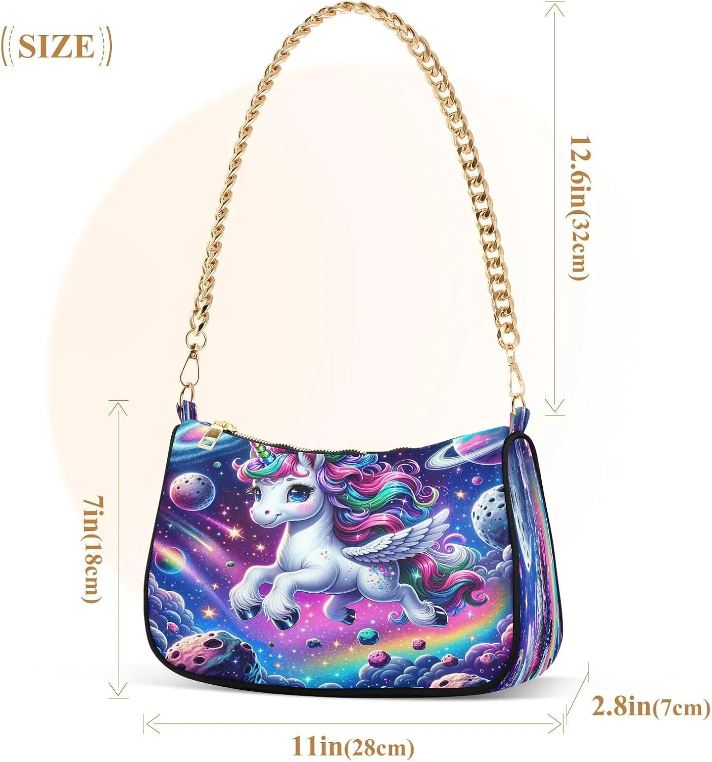Cute Cartoon Unicorn Galaxy Space Mini Shoulder Purse, Shoulder Bag for Women Trendy