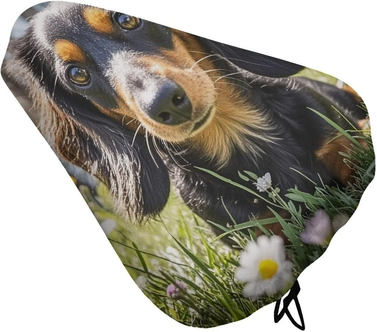 Cute Dachshund Bike Seat Cover Water-Repellent Exercise Bike Seat Cushion Bicycle Saddle Cover with Drawstring Rain Snow Dust Covers for City Mountain Road Biking