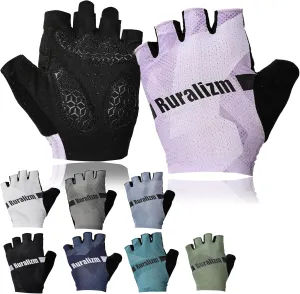 Cycling Bike Gloves for Men Women Anti-Slip Grip Padding Half Finger, Breathable Shock Absorption Fingerless Bicycle Mountain Road Biking Gloves