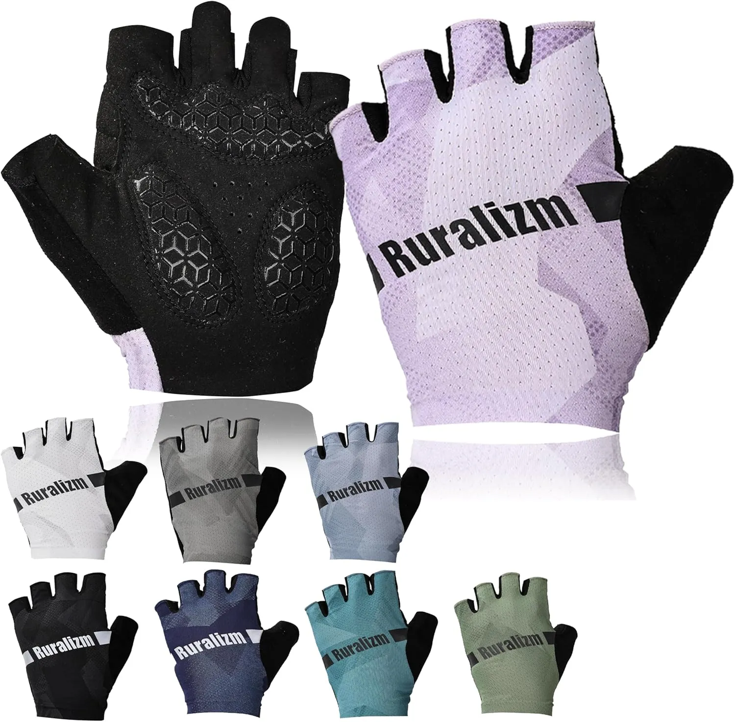 Cycling Bike Gloves for Men Women Anti-Slip Grip Padding Half Finger, Breathable Shock Absorption Fingerless Bicycle Mountain Road Biking Gloves