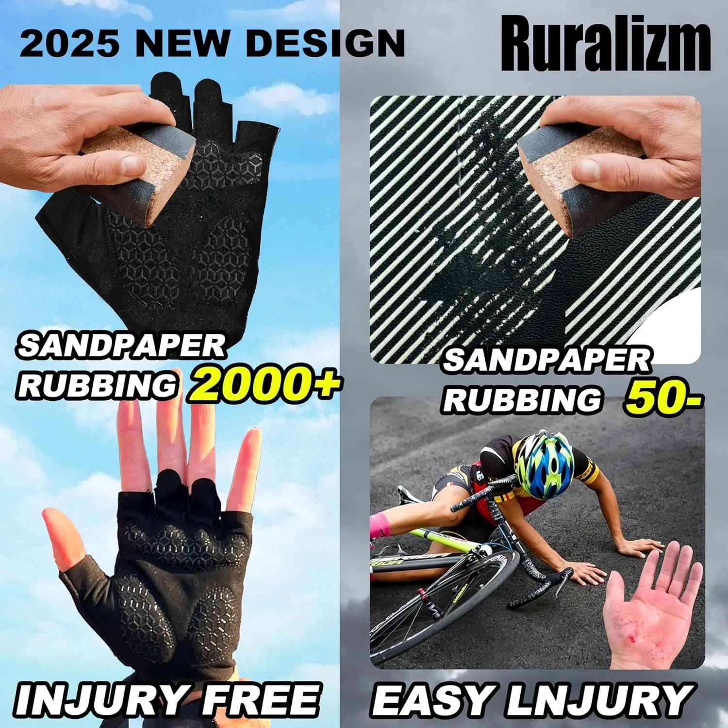 Cycling Bike Gloves for Men Women Anti-Slip Grip Padding Half Finger, Breathable Shock Absorption Fingerless Bicycle Mountain Road Biking Gloves