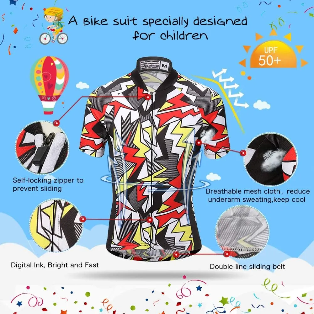 Cycling Jersey Kids,Short Sleeve Cartoon Road Mountain Bike Jersey Set/Top/Short