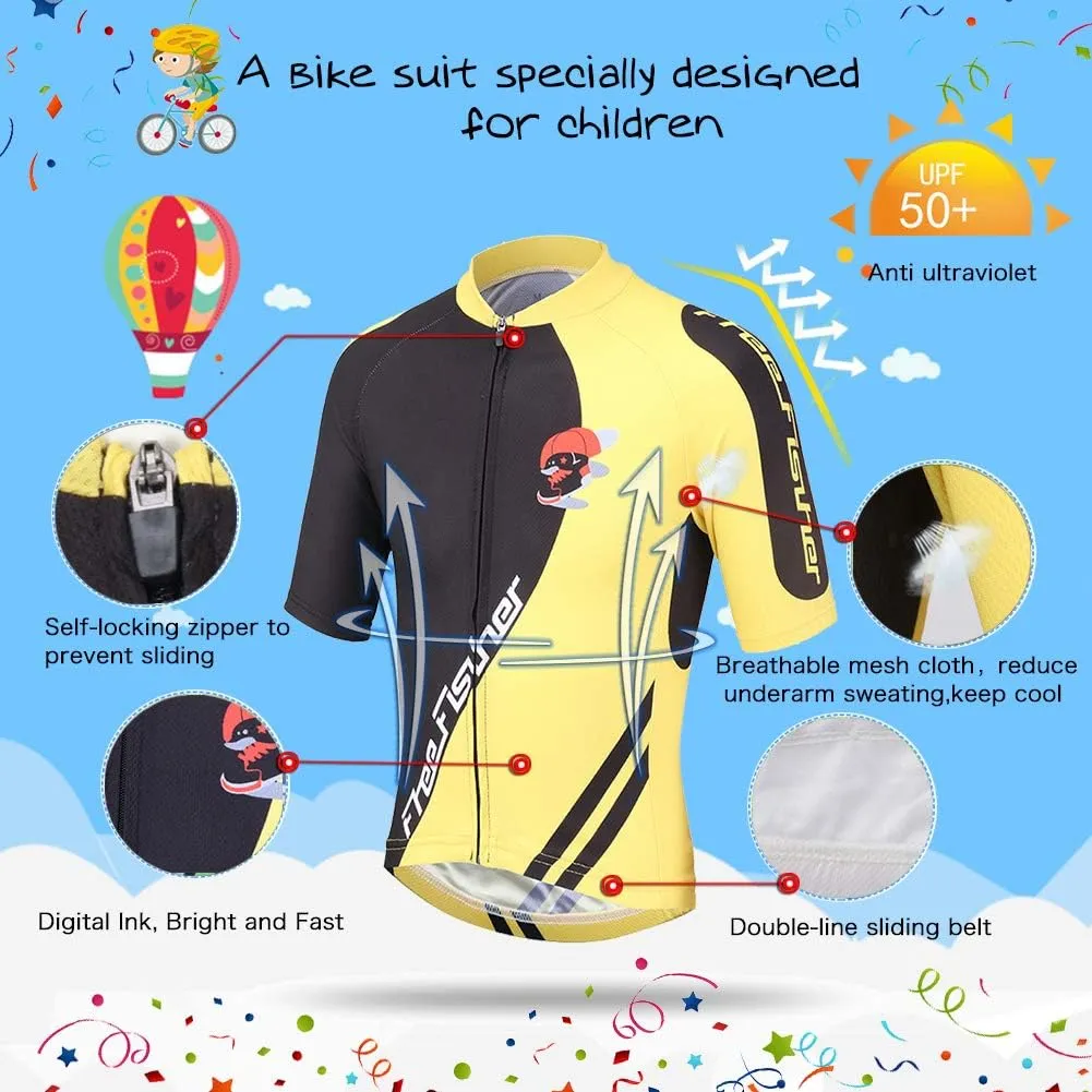 Cycling Jersey Kids,Short Sleeve Cartoon Road Mountain Bike Jersey Set/Top/Short
