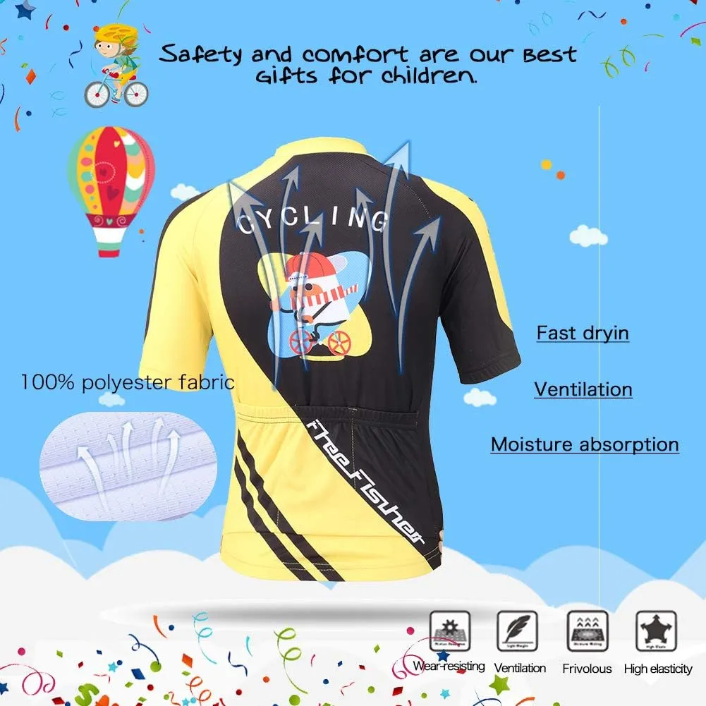 Cycling Jersey Kids,Short Sleeve Cartoon Road Mountain Bike Jersey Set/Top/Short
