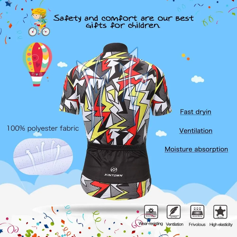 Cycling Jersey Kids,Short Sleeve Cartoon Road Mountain Bike Jersey Set/Top/Short