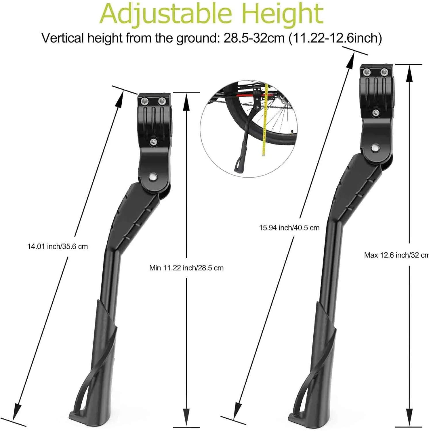 Cyfie Side Bike Kickstand for 24 26 27 27.5 28 29 Inch Wheel Rear Bicycle Adjustable Aluminum Alloy Mountain Bike Kickstands for 24-29 Inch Adult Road Bike Kick Stands
