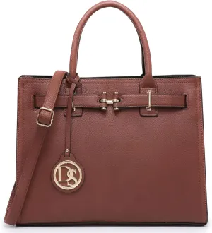 Dasein Women Satchel Purses Handbags Belted Top-handle Work Tote Shoulder Bags with Long Strap