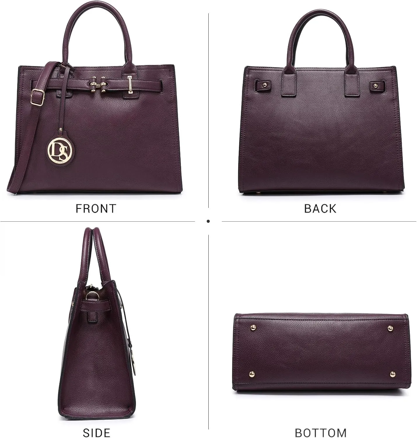Dasein Women Satchel Purses Handbags Belted Top-handle Work Tote Shoulder Bags with Long Strap