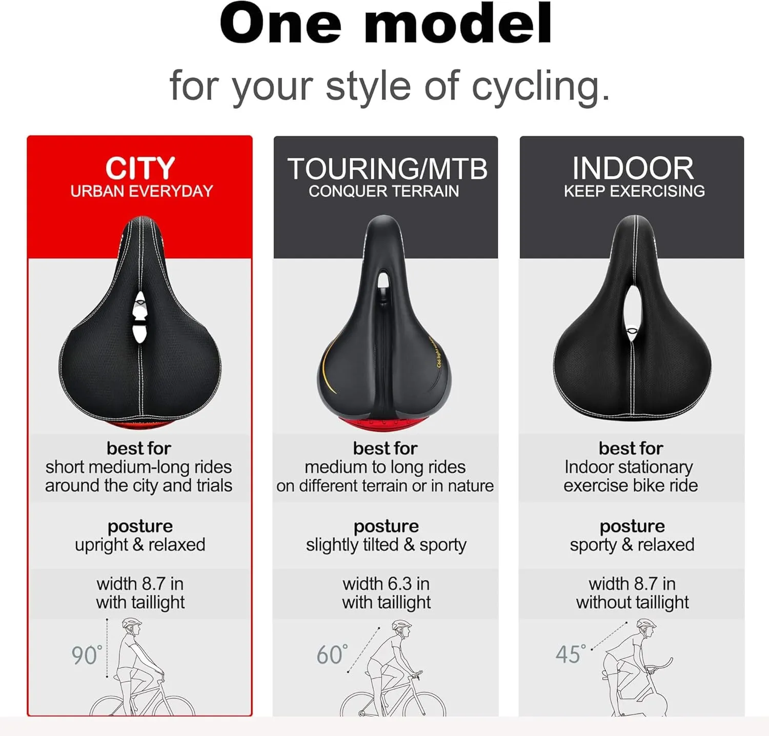 DAWAY Comfortable Men Women Bike Seat - Soft Memory Foam Padded Bicycle Seat, Bike Saddle Replacement with Wide Cushion for Peloton, Mountain & Exercise Bikes, Shock Absorbing, Waterproof, Universal