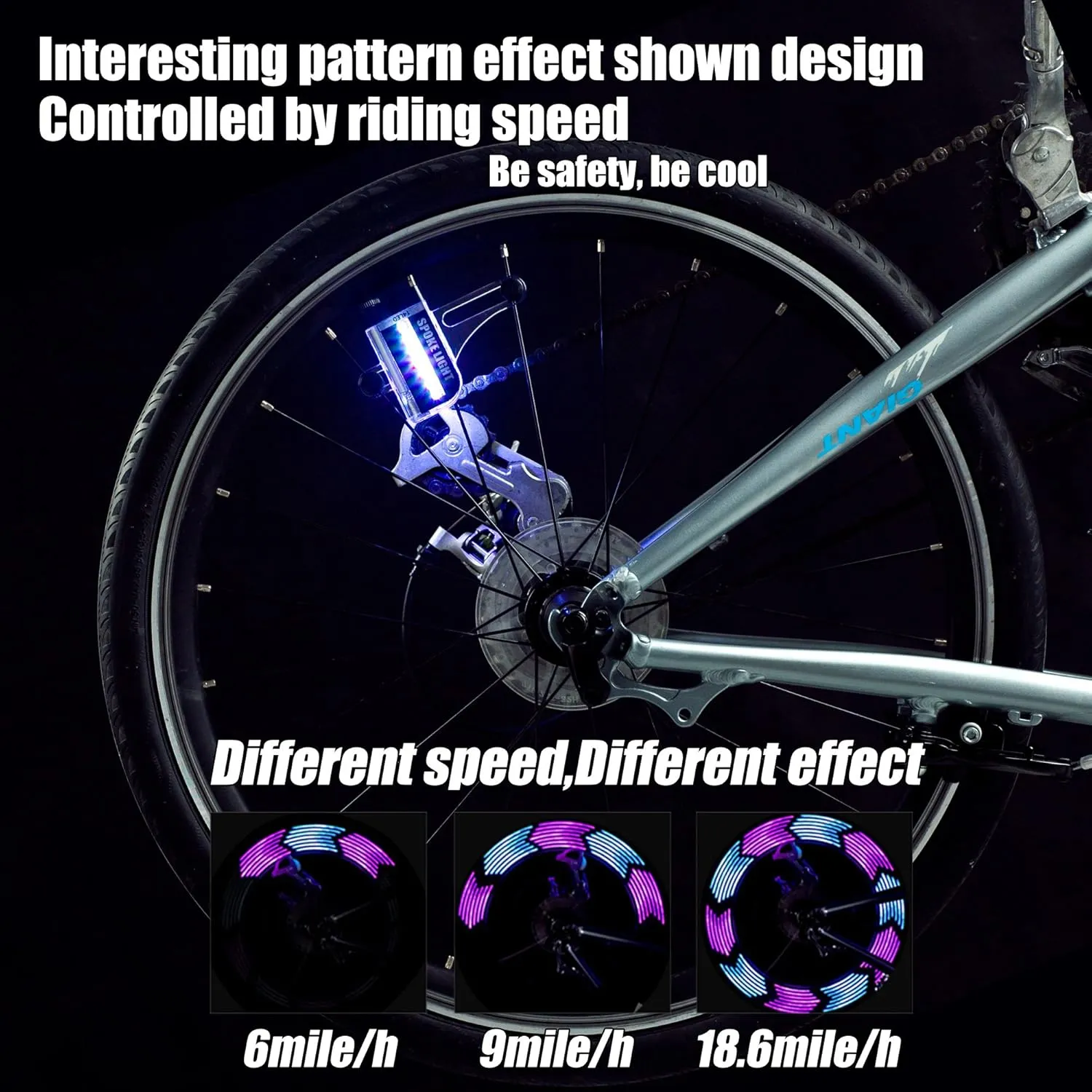 DAWAY LED Bike Wheel Lights - A12 Waterproof Cool Bicycle Tire Light, Safety Spoke Lights for Kids Boys Girls Men Women, 30 Fun Bright Patterns, Auto & Manual Dual Switch, with Battery