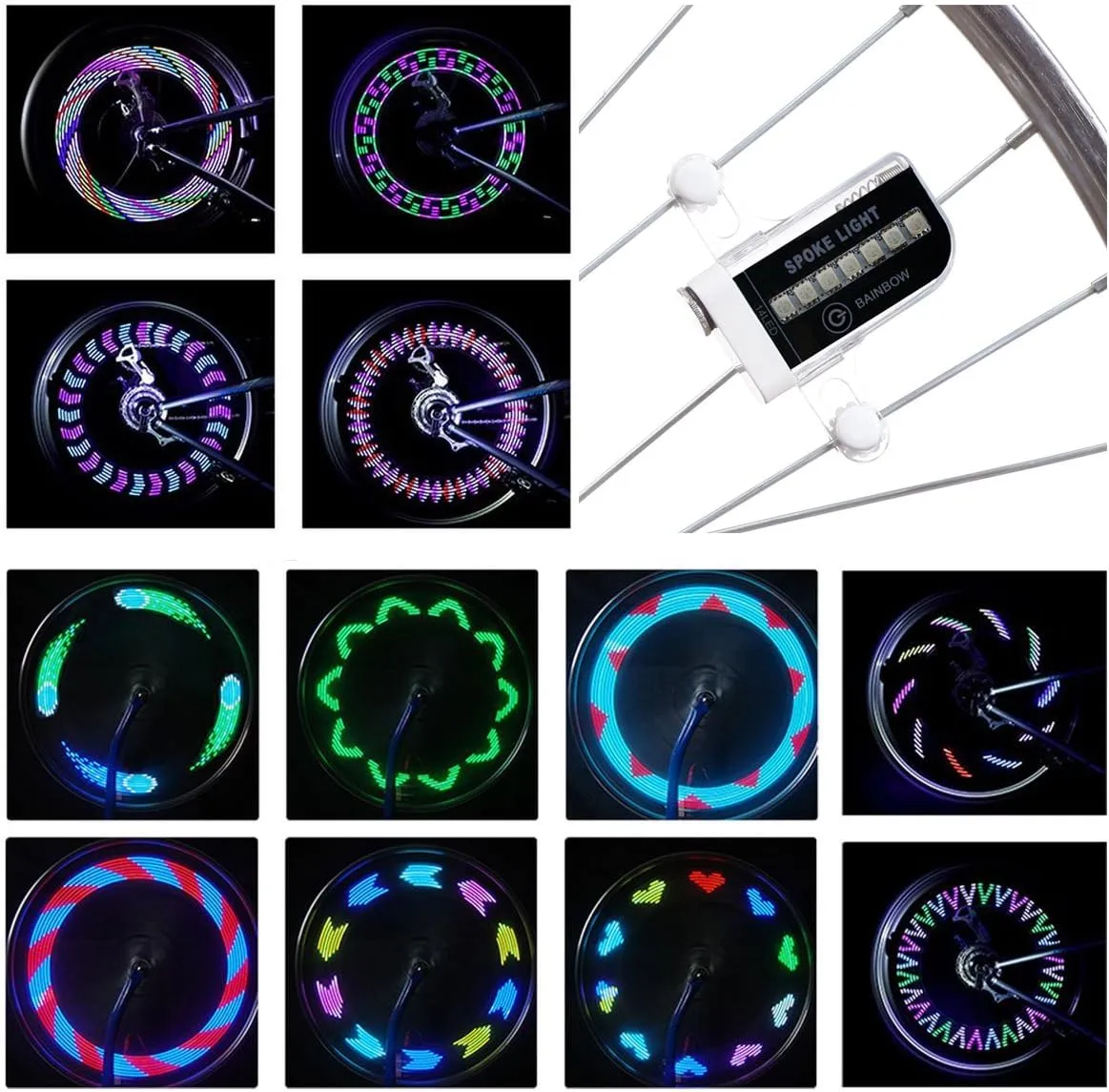 DAWAY LED Bike Wheel Lights - A12 Waterproof Cool Bicycle Tire Light, Safety Spoke Lights for Kids Boys Girls Men Women, 30 Fun Bright Patterns, Auto & Manual Dual Switch, with Battery