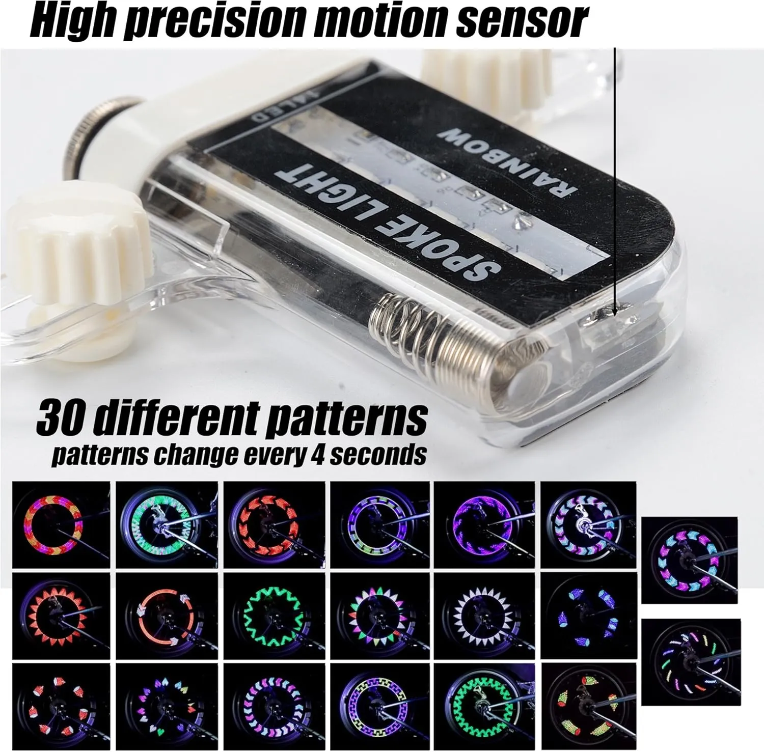 DAWAY LED Bike Wheel Lights - A12 Waterproof Cool Bicycle Tire Light, Safety Spoke Lights for Kids Boys Girls Men Women, 30 Fun Bright Patterns, Auto & Manual Dual Switch, with Battery