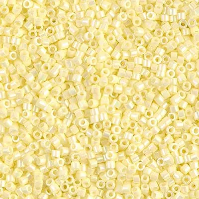 DB 1501, Opaque Pale Yellow AB - Miyuki Delica Beads - Size 11 - 5 grams - Japanese Cylinder Seed Beads - Wholesale & Retail
