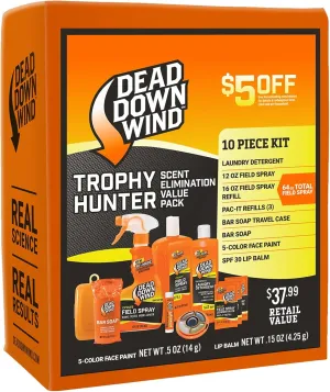 DEAD DOWN WIND Trophy Hunter Scent Eliminator, 10 Piece Kit