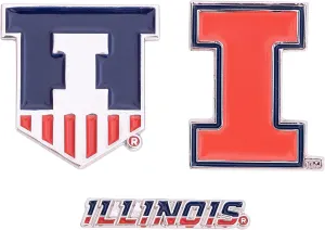 Desert Cactus University of Illinois Lapel Pins 3 Pack Fighting Illini U of I Logo Enamel Made of Metal (Pin Set)