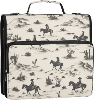 Desert Horseback Riding 3 Ring Binder,500 Sheets Capacity Zipper Binder Organizer with Shoulder Strap & Handle