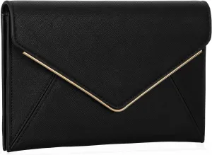 DEXMAY Evening Clutch Handbag for Women Elegant Saffiano PU Leather Envelope Handheld Purse Formal Foldover Dressy Bag