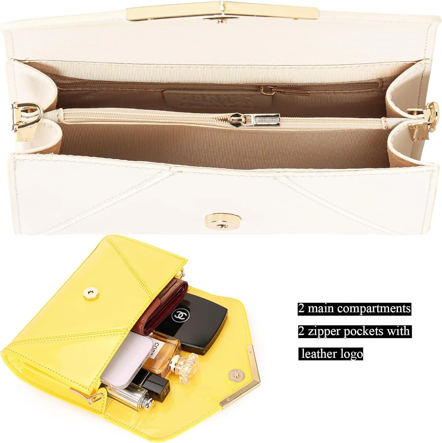 DEXMAY Women Envelope Clutch Faux Saffiano Leather Evening Handbag Foldover Clutch Bag Formal Dressy Purse
