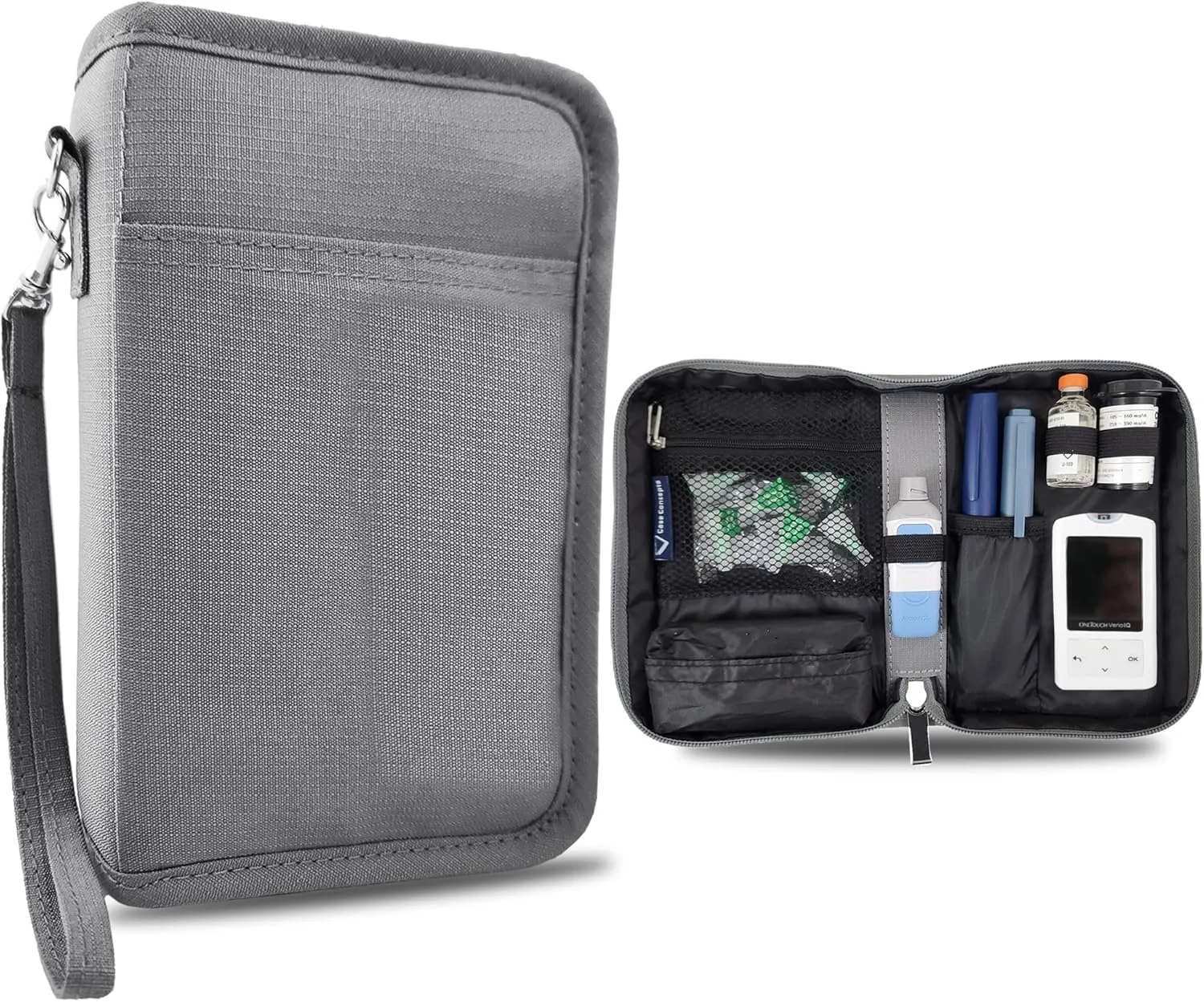 Diabetes Supplies Case – Portable Storage Case and Organizer Glucose Meter, Insulin, and Accessories - Compact, Portable (Glacier Gray)