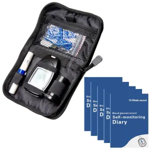 Diabetes Supply Case, Diabetic Organizer Carrying Travel Case Kit, Diabetes Testing Kit Case 5Pcs Diabetes Blood Pressure Log Book Daily 4 x 5.5 inch 13 Weeks Blood Sugar Record Book