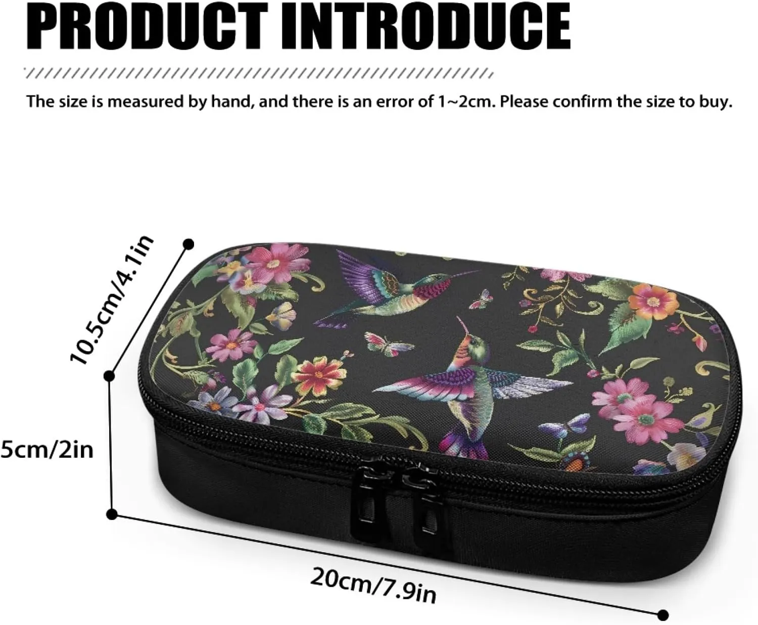 Diabetic Supplies Carrying Case Bag for Diabetes Testing Kit, Blood Glucose Monitor Kit with Meter, Blood Sugar Test Strips, Lancets, Lancing Device, Alcohol Wipe, Retro Hummingbirds
