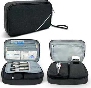 Diabetic Supplies Travel Case, Diabetes Storage Bag for Glucose Meter, Insulin Pen, Blood Sugar Test Strips, Syringe, Needles and More Kits (Bag Only)