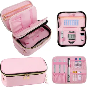 Diabetic Supplies Travel Case for Glucose Meter, Medication, Insulin Pens and Other Diabetes Care Supplies Diabetic Supplies Storage Bag with Detachable Pouches, Diabetes Travel Organizer Case